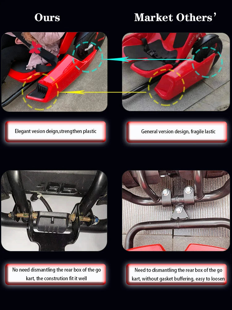 Rear Go Kart Trailer Pro Suitable For Ninebot Go Kart With Steering Wheel And Footrest Length Extendable